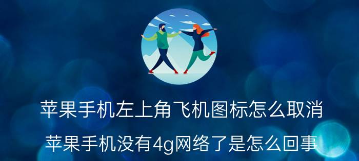 苹果手机左上角飞机图标怎么取消 苹果手机没有4g网络了是怎么回事？